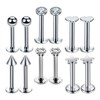 Prettyia 12Pcs 16G Crystal CZ Anillo De Labio Labret Roscado