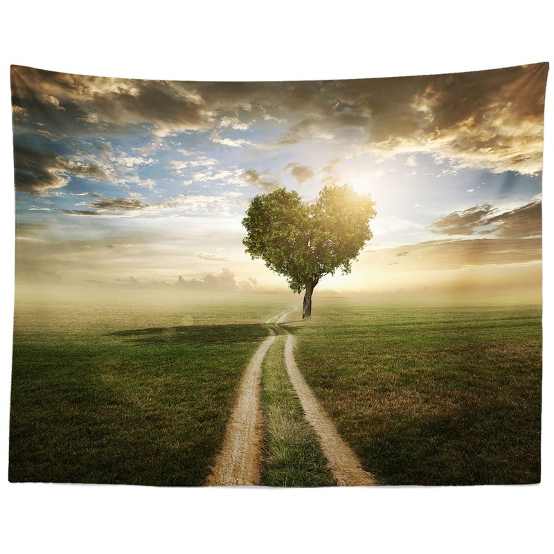 Loccor Fabric 5x4ft Sky Backdrop Field Shape Heart Tree at