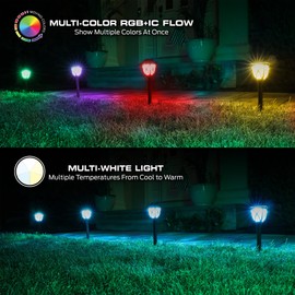 Monster Smart RGB+IC+WW Pathway Lights with 4 Dimmable LED Lights - Sound Reactive Garden Light, Weatherproof IP44 Outdoor Lighting - Compatible with Alexa, Google Assistant, Siri, Monster App
