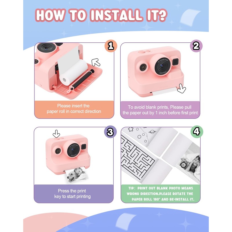 Printing Paper, Printing Camera Refill Thermal Paper 10 Rolls, BPA