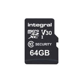 Integral Micro SD Security Card 64GB for Dash-Cams, Home Cams, CCTV, Body Cams and Drones. Extended lifetime and reliable recording time after time with High Endurance