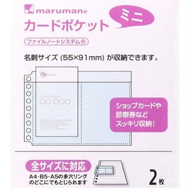 Maruman L486 Mini Card Pocket, 3.7 x 5.4 inches (95 x 137 mm), 9 Holes, 2 Pockets, Set of 10