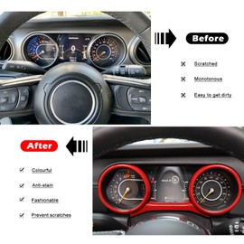 Bonbo Red Dashboard Panel Trim Cover Trim Interior Accessories Frame Cover for 2018-2023 Jeep Wrangler JL JLU & Gladiator JT