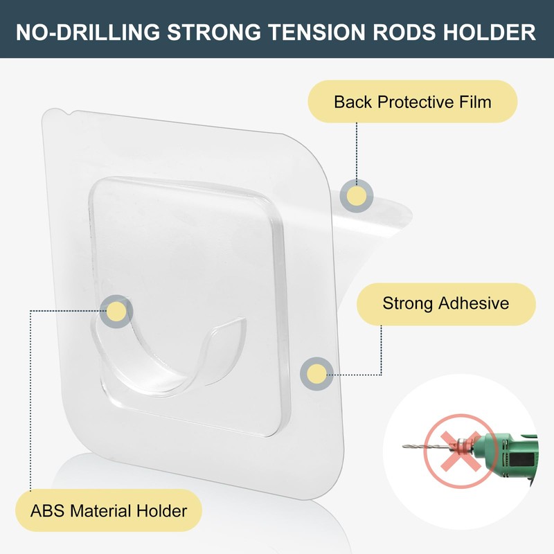 Adhesive Curtain Rod Holder, Goowin Tension Rod Holder, No Drilling