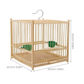 Kisangel 1set Bamboo Bird Cage Small Parrot Cage with Hanging Hook Tray for Retro Travel Budgie Lovebird Cockatiel Parrot
