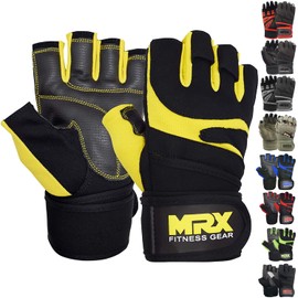 MRX Weightlifting Gloves for Men Workout Gloves Mens Wrist Support Lifting Gloves Male Gym Gloves | Workout Gym Accessories for Men Weight Lifting Fingerless Gym Exercise for Powerlifting