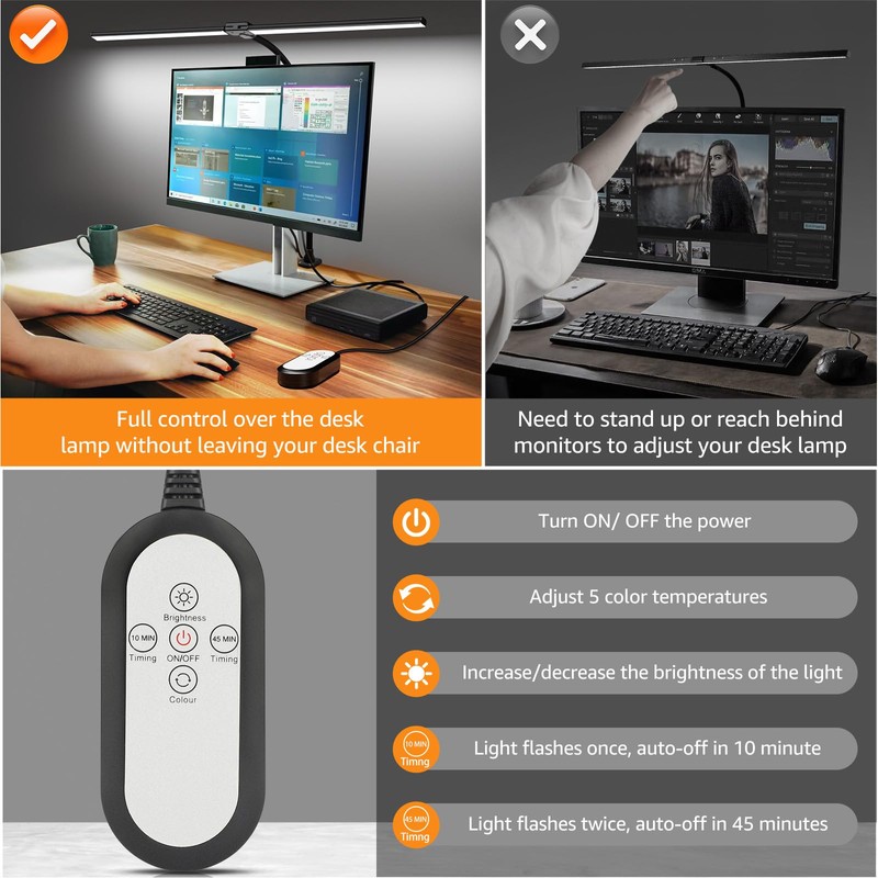 ShineTech Led Desk Lamp for Office Home, Bright Double Head