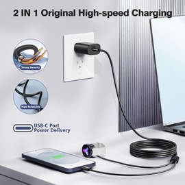 2 in 1 Watch Charger, 25W USB C Galaxy Charger with 6ft Magnetic Cable Compatible with Galaxy Watch 8/7/Ultra/6/6 Classic/5/5Pro/4/4 Classic/3/Active2/1/S24/S23/S22/21/20