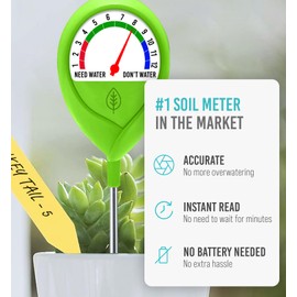 GROWIT Soil Moisture Meter for Plants - Plant Moisture Meter for House Plants - No Batteries Required