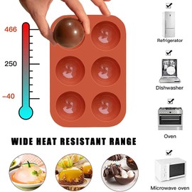Semi Sphere Silicone Chocolate Mold 2 Pack 6-Cavity Non-stick Reusable Baking Mold for Making Hot Chocolate Bombs Jelly Dome Mousse Soap Ice Cube Tray