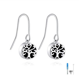 Tree of Life Urn earrings 925 Sterling Silver Keepsake Memorial Always with me stamped Cremation Jewelry earring for ashes for women