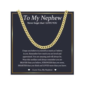 EPIRORA Nephew Gifts from Auntie Uncle, Nephew Birthday Gifts, Gold Cuban Chain Necklace for Boys Gifts for Nephew, Graduation Christmas Birthday Presents for Nephew
