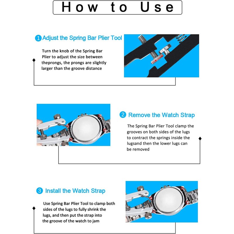 Watch Spring Bar Plier Tool 10 Tips Pins V Shaped
