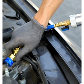 AutoWanderer Tool AC Oil Dye Injector Kit for R134a Refrigerant System with 1/4" SAE Connector and Snap Quick Coupler 2 Oil Checkers 2oz Measuring Cup