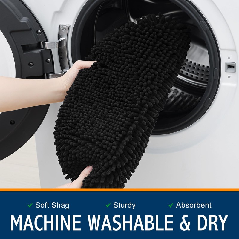 Smiry Soft Chenille Bathroom Toilet Lid Cover, Machine Washable Covers,