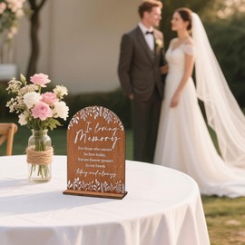 ElasignShopo In Loving Memory Wedding Sign Rustic Wedding Memorial Sign Wooden Memory Table Signs and Base for Weddings Reception Decoration In Loving Plaque Signage Decor for Party Ceremony