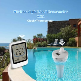 Wireless Pool Thermometer, IP68 Waterproof, 50 m Range (80-120 m Unhindered), Floating Water Temperature Sensor with Digital LCD Screen for Jacuzzi, Spa or Fish Pond (B)