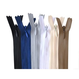 16 Inch Nylon Invisible Zippers for Pillow, Dresses, Skirts, Pants, Tailor, Sewer, Sewing Craft (Mixed Colors, 5pcs, 16 inch)