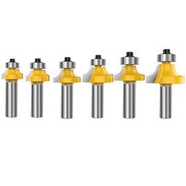 1/2 Inch Shank Round-Over Router Bits Corner Rounding Edge-Forming Roundover Beading Router Bit Set - 1/8" 1/4" 3/16" 5/16" 3/8" 1/2" Radius 6 Pcs by ROOCBIT