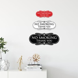 All Quality Designer No Smoking Thank You Wall or Door Sign - Easy to Install | Lt Gray Small (1 Pack)