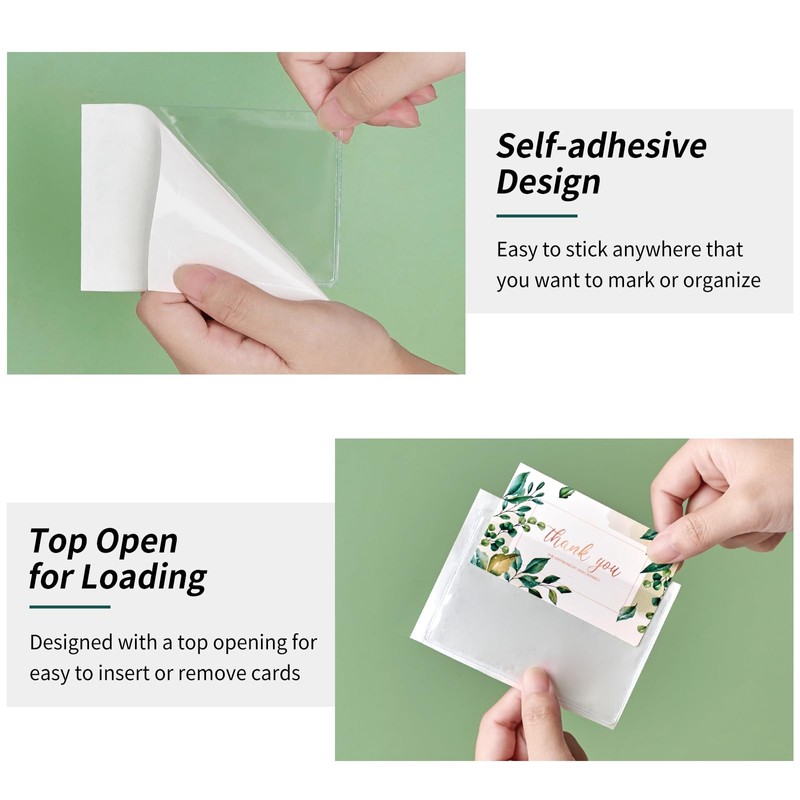 52 Pack Index Card Pockets with Top Open, 3.5 x