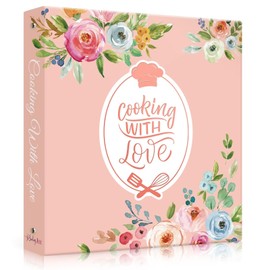 Recipe Binder with Plastic Sleeves, Full Page Cards and Dividers, Recipe Binder 8.5x11 3 Ring, Blank Recipe Book Binder to Write in Your Own Recipes (Floral)