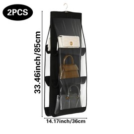 JVHLOV 2 Stücke Handtaschen Aufbewahrung, Hängeorganizer Taschen, Faltbarer Kleiderschrank Organizer Hängend, Taschen aufbewahrung, Platzsparend, handtaschen Organizer, grau, handtaschen aufbewahrung