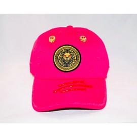 Damier Langevinè®  Designer Trendy Distressed Pink Baseball Cap Lion Hat