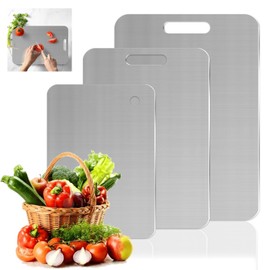 Tapis Design 316 Stainless Steel Chopping Board for Kitchen, Premium Double-Sided Titanium Chopping Board for Meat, Bread, Vegetables, Antibacterial, Dishwasher Safe (34 x 23 cm)