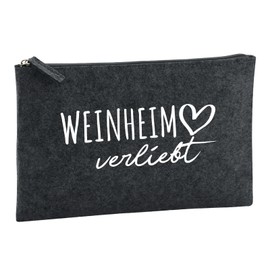 Huuraa Kulturbeutel Weinheim verliebt Geschenk 1 Liter Charcoal Filz Weinheim Geschenkidee