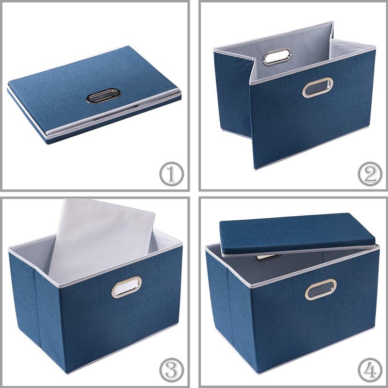 PRANDOM Large Collapsible Storage Bin with Lid [1-Pack] Fabric Foldable
