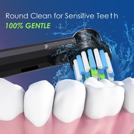 Replacement Toothbrush Heads Compatible with Oral B, Cross Sensitive Electric Brush Head Refills for Pro 1000 Genius X Smart 1500, Medium Softness Round Brush Head by BKIX