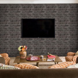 Commomy 10 Pcs Brick Peel and Stick Tile - Small Size UltraLight PVC 3D Faux Brick Wall Panels 11.8'' x 11.8'' Brick Wallpaper Tiles for Backsplash, Kitchen, Living Room, Bedroom, RV