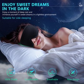 Aosun Sleep Mask for Women and Men, 2024 Upgrade Blindfold, 3D Sleeping Mask, 100% Light Blocking Eye Mask with Earplugs