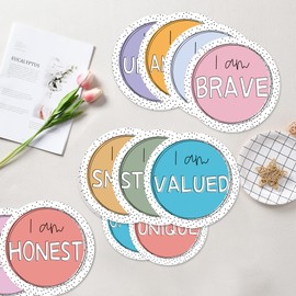 31 Pcs Spotty Brights Positive Affirmation Station Classroom Bulletin Board Set Color Affirmation Mirror Wall Decor Header Motivational Poster Positive Cards Accents Cutouts for Home School Supplies