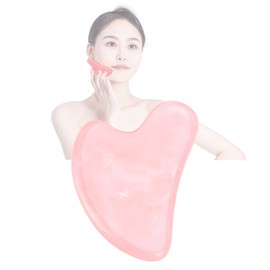 Zerdie Gua Sha Facial Tools, Gua Sha Herramienta de Masaje, Tabla de Masaje de Jade Natural Guasha Antiestrés, Resina en Forma de Corazón Herramienta de Guasha en la Cara, El Cuello y el Cuerpo(Rosa)