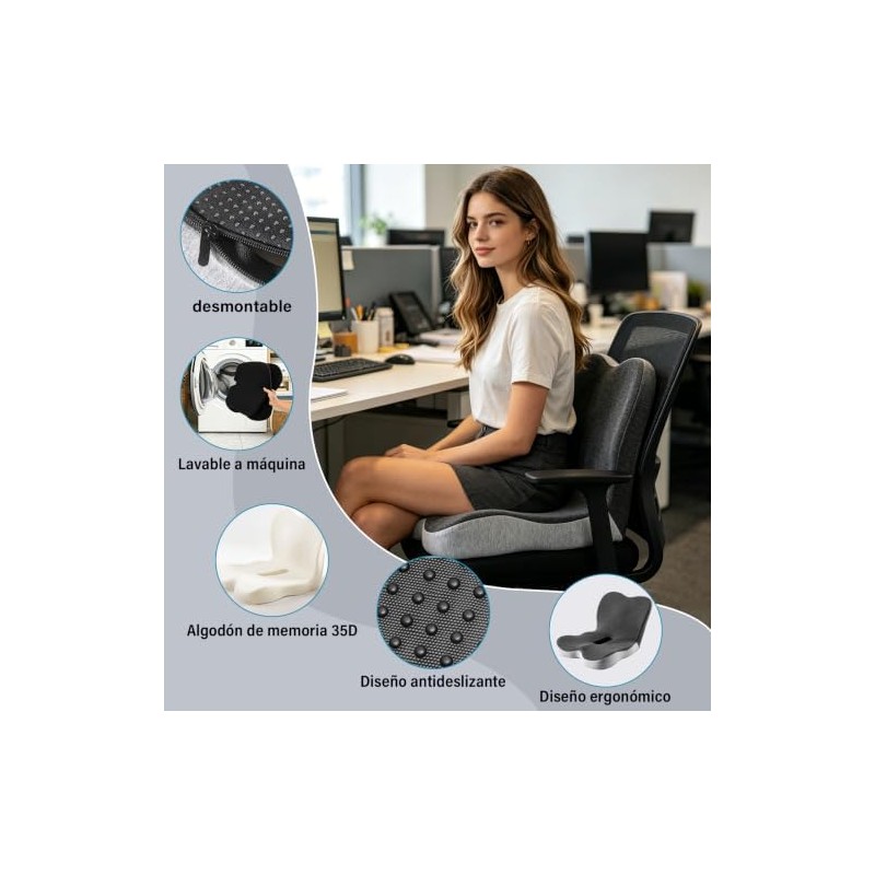 KIROGILY Cojin para Coxis y Ciatica Lumbar, Cojines para Silla