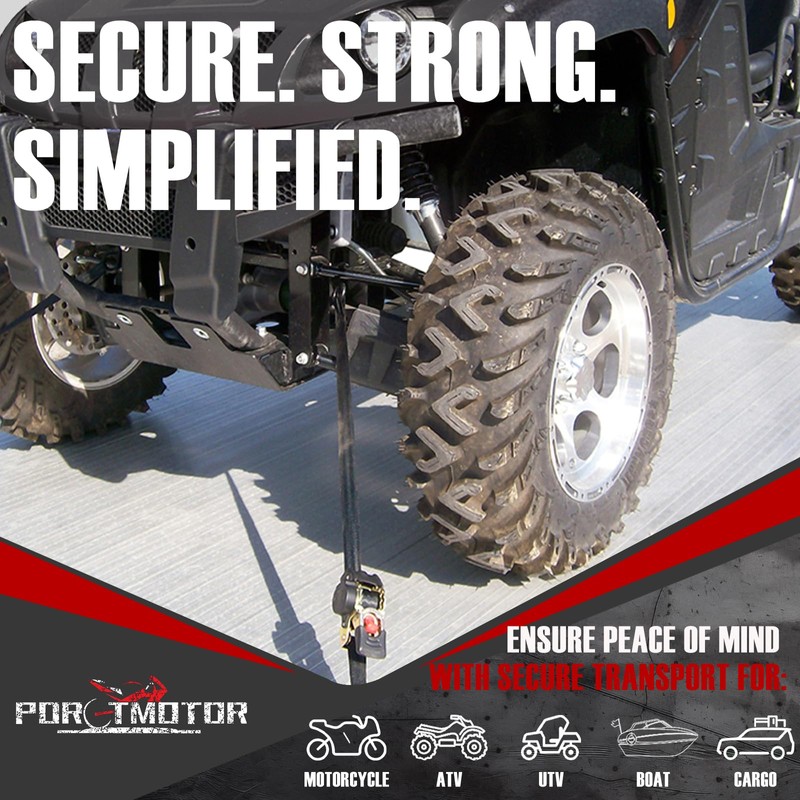 Porotmotor 2 Pack Bolt-On Retractable Ratchet Straps (2" x9'), 3000LBS