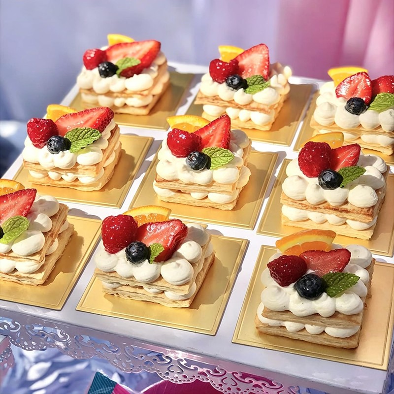 50pcs 3.54x3.3inch Mousse Cupcake Square Base Paper Cupcake