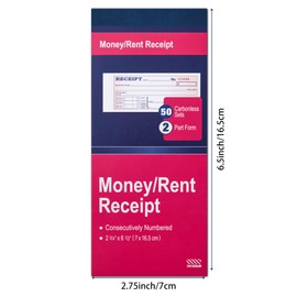 XKDOUS 6 Pack Receipt Book with Carbon Copies, Money and Rent Receipt Book 2 Part Carbonless, 2-3/4" x 6-1/2" Receipt Book for Small Business, 50 Sets per Book