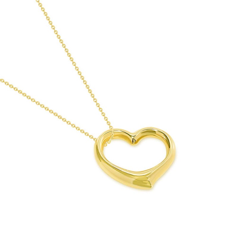Jewelry America 14k Yellow Gold 3D Open Puffed Heart Necklace