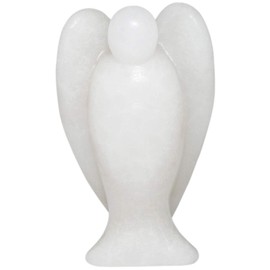 Nupuyai 7 cm Gemstone Crystal Angel Figurine Guardian Angel Healing Stone Pocket Angel Peace Angel Lucky Charm Reiki Decoration White Jade