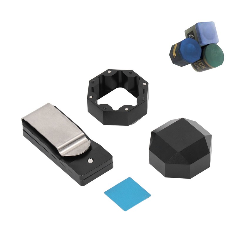 Aluminum Cue Chalk Holder Clip Octagon 2 Layers Silent Billiard