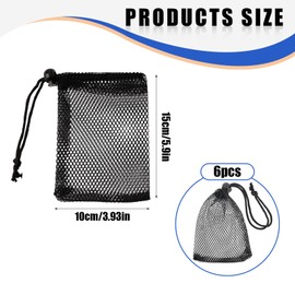 6Pcs Small Mesh Drawstring Bags - 6'' x 4'' Breathable Nylon Storage Bags for Travel, Underwear, Toys - Portable Organizer Pouches W/Toggle Closure for Gym, Camping, Laundry - Multi-Use