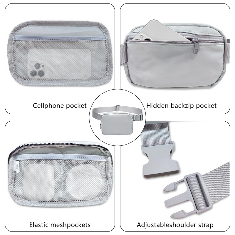 Chest Pocket Bum Bag, gray, Concise