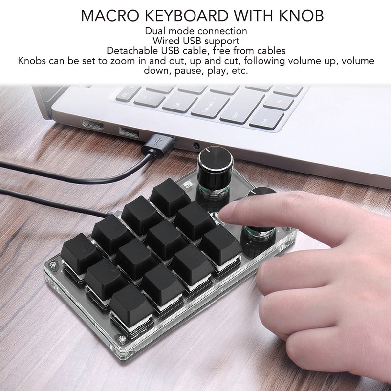 12 Key Mechanical Keyboard Support Wired USB Wireless Bluetooth DIY