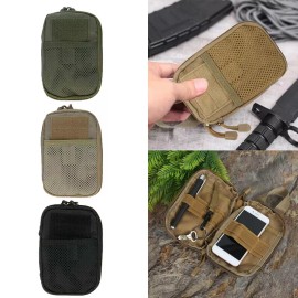 Unbranded Camo Mini Tactical Molle Gadget Utility Compact EDC Pocket Organizer Pouch Bag - Black, 1PCS
