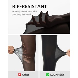 LUCKMEEY Tights for Women – Rip-Resistant 40D Black Semi Opaque High Waist Control Top Pantyhose Stocking Under Dress