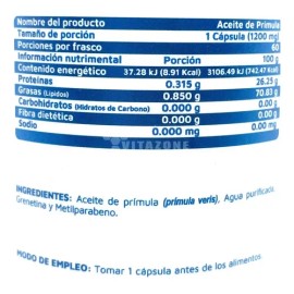 Aceite De Prímula 60 Cápsulas Vidanat                                                                                                                 