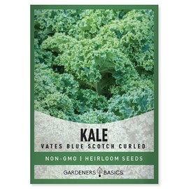 Gardeners Basics, Kale Seeds for Planting, Heirloom, Non-GMO Vegetable Variety - Great for Indoor, Outdoor, and Hydroponics Gardening (Vates Blue Scotch Curled)